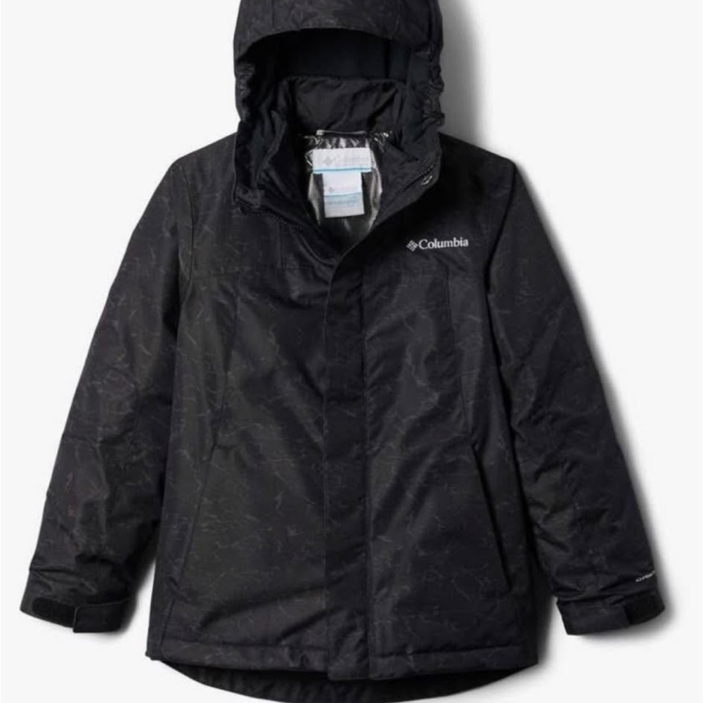 Columbia Black Raincoat with Hood and Zipper